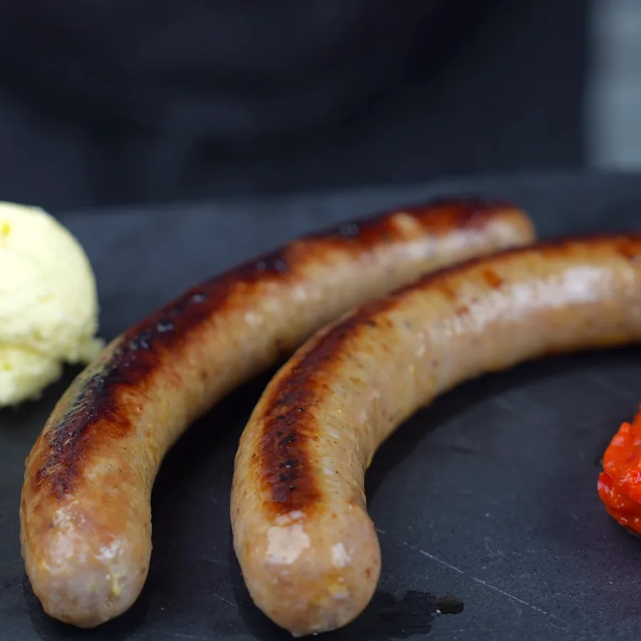 Homemade Cevapcici sausages with ajvar