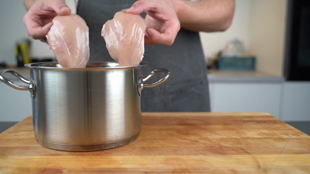 poached chicken - pot