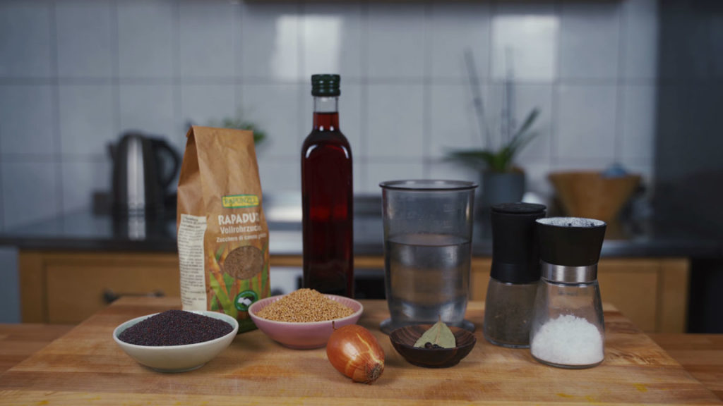 All the ingredients for Bavarian sweet mustard