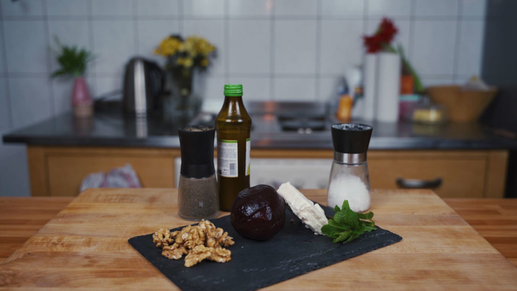 All the ingredients for beetroot spread