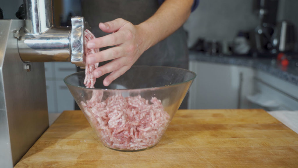 Grinding the pork