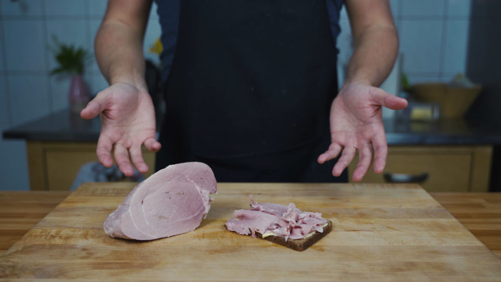 Cooked ham served as cold cuts