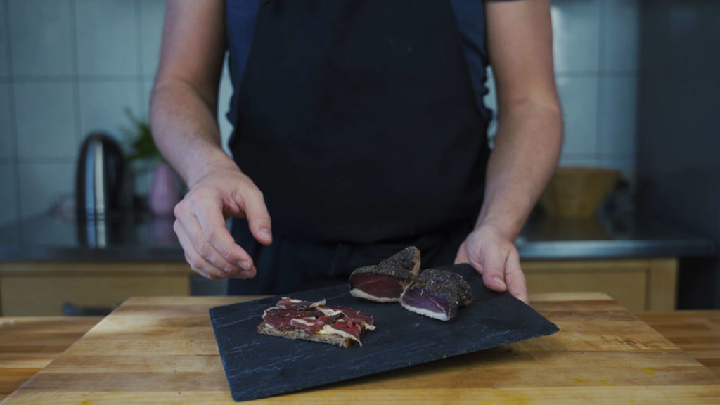 Duck prosciutto served as cold cuts