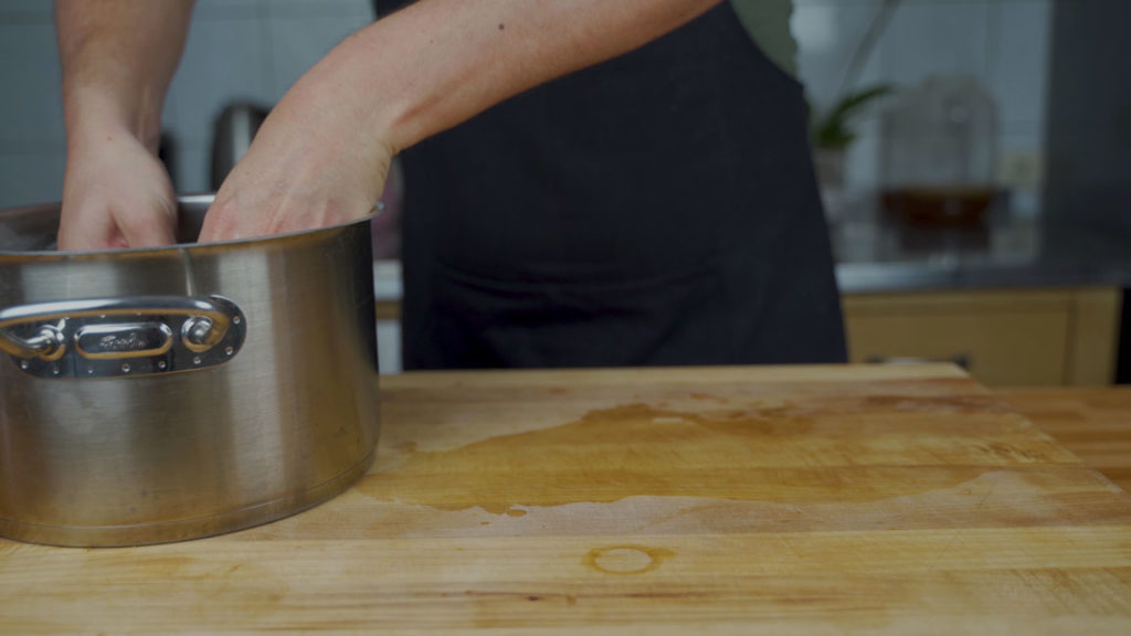 Beef brisket in the spiced cooking liquid