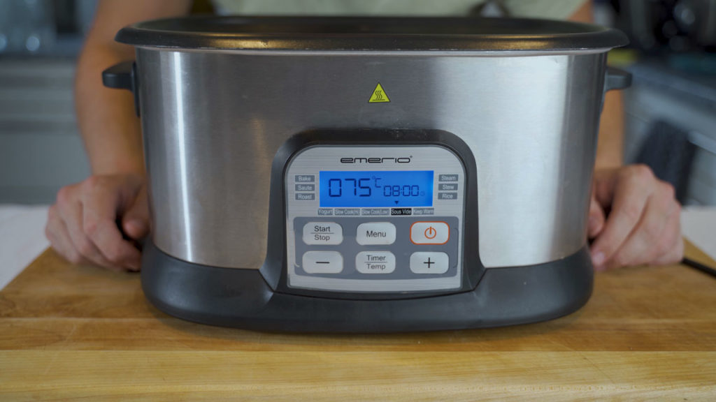 Poaching cotechino at 75 °C (167 °F)