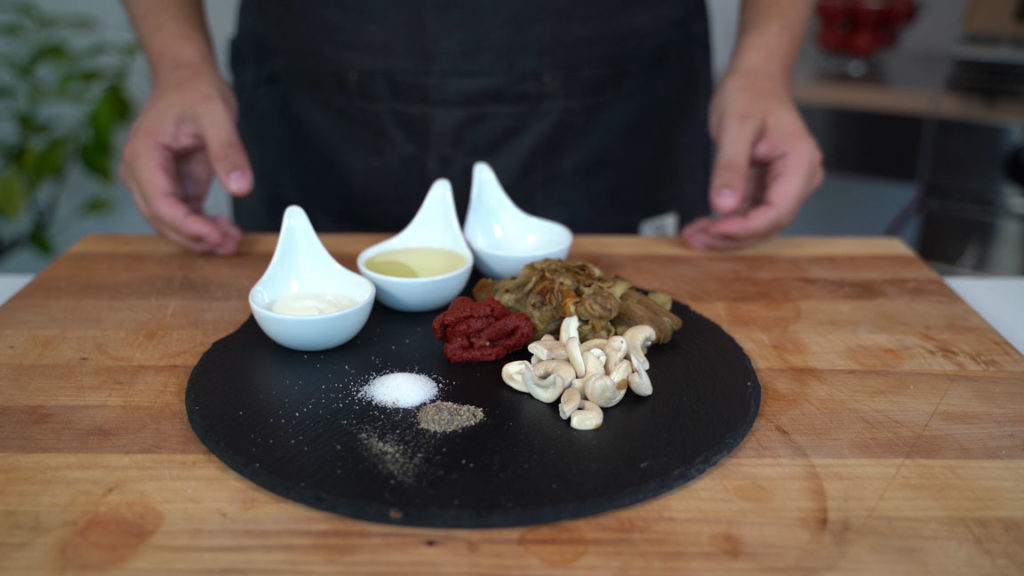 All the ingredients for eggplant spread