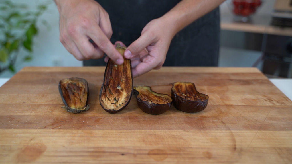 Eggplants after 30 minutes in the oven