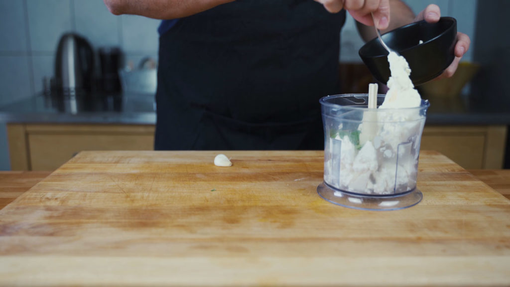 Cream cheese and herbs for feta spread