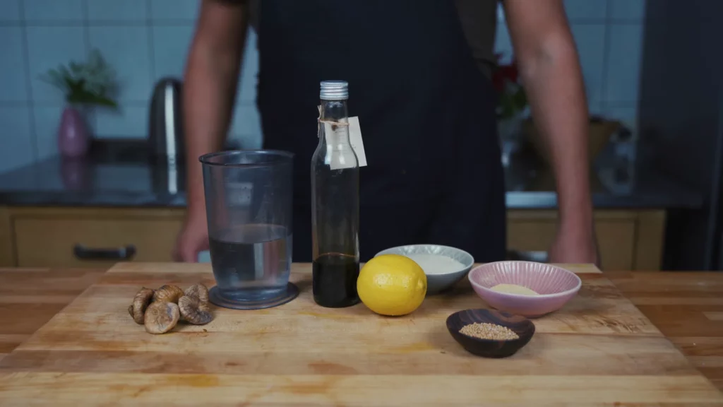 Ingredients for homemade fig mustard