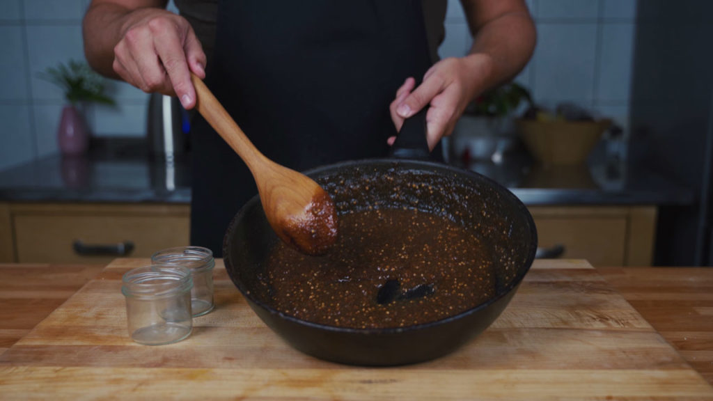 The thick consistency of fig mustard