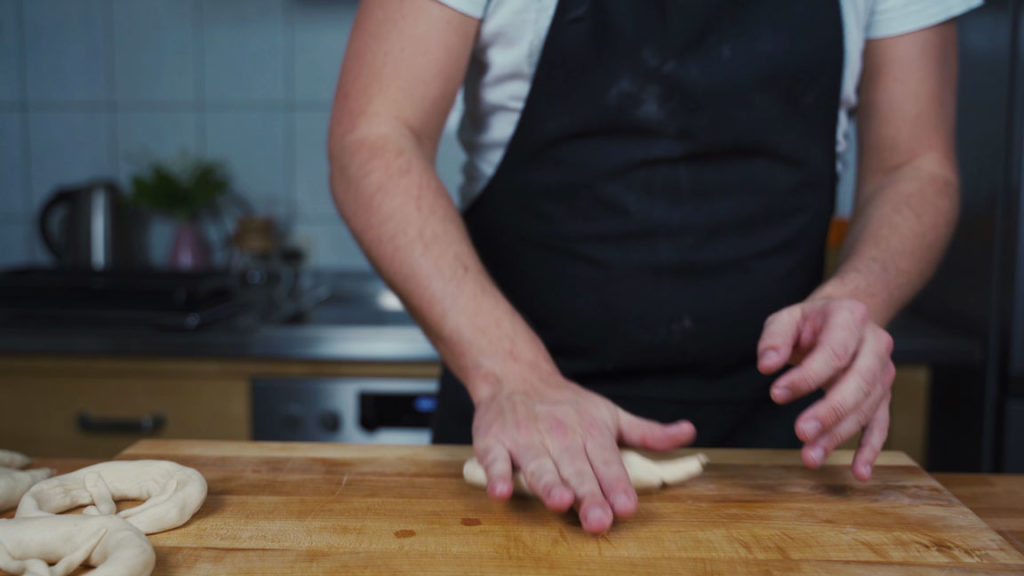 Shape the pretzels