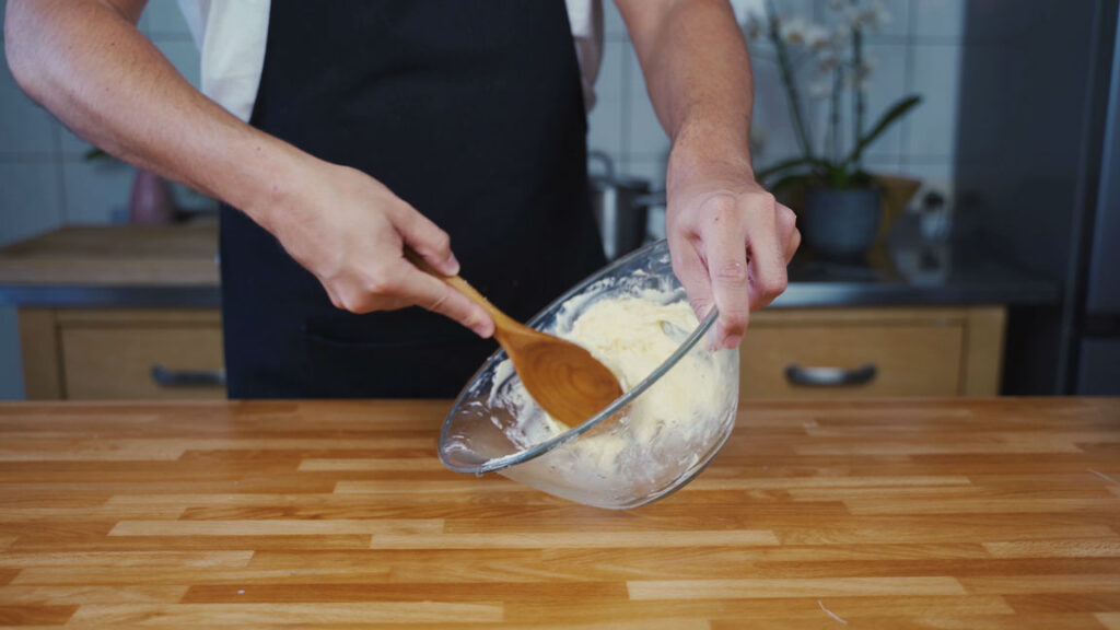 Pressing the remaining water out of the butter