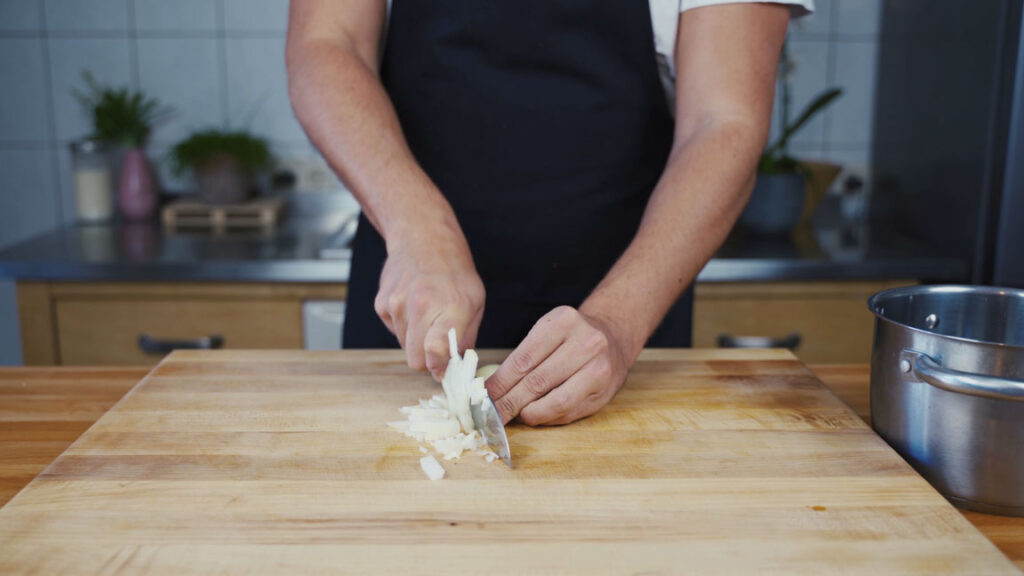 Chopping the onion