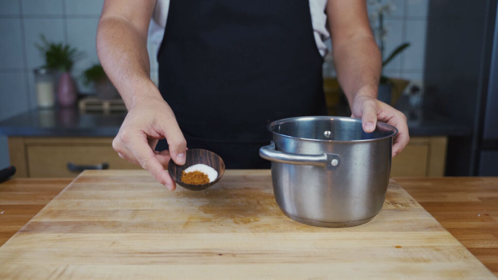 Adding the ketchup spices