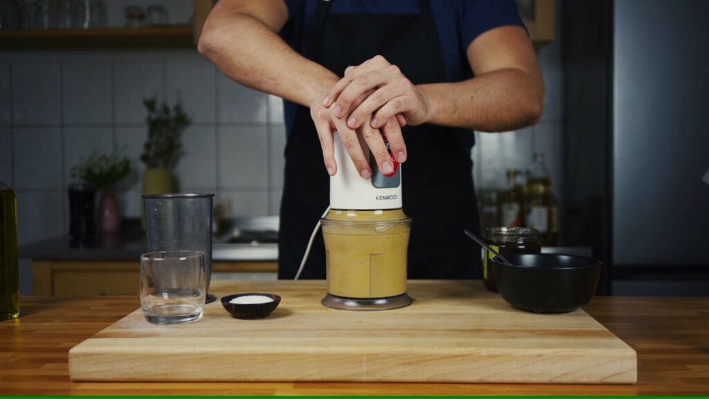 Blending the mustard mixture