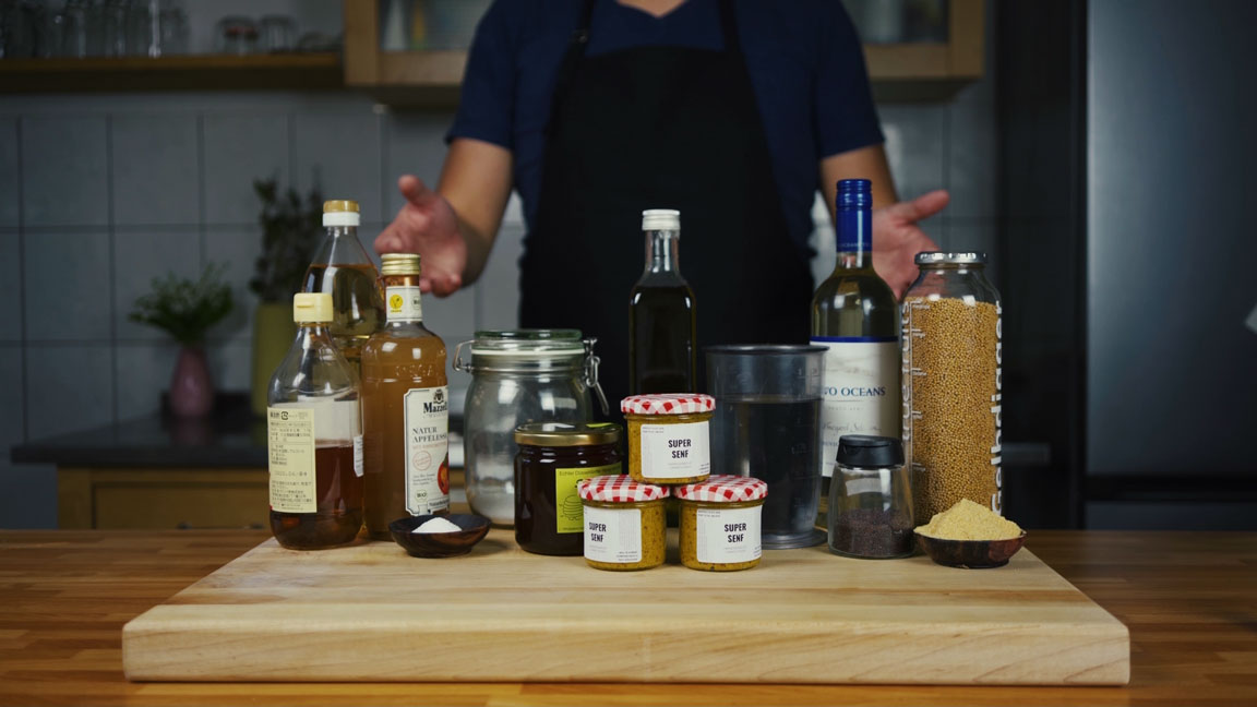 All the ingredients for homemade mustard