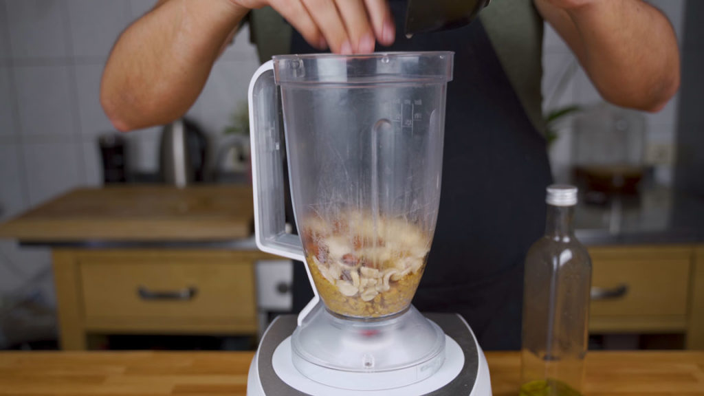 Lentils and nuts in the food processor