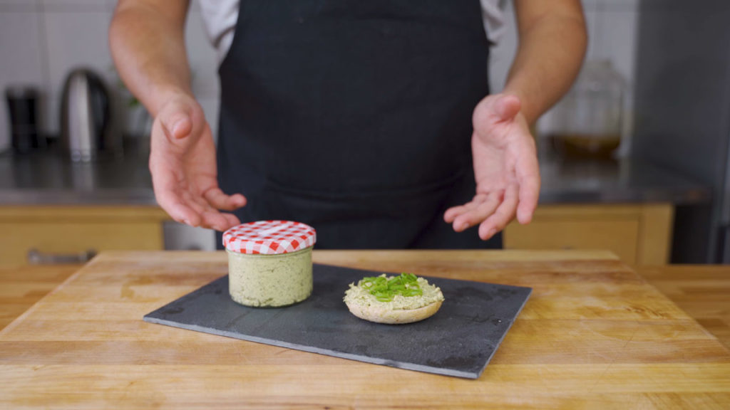 Finished mustard and dill spread in a jar