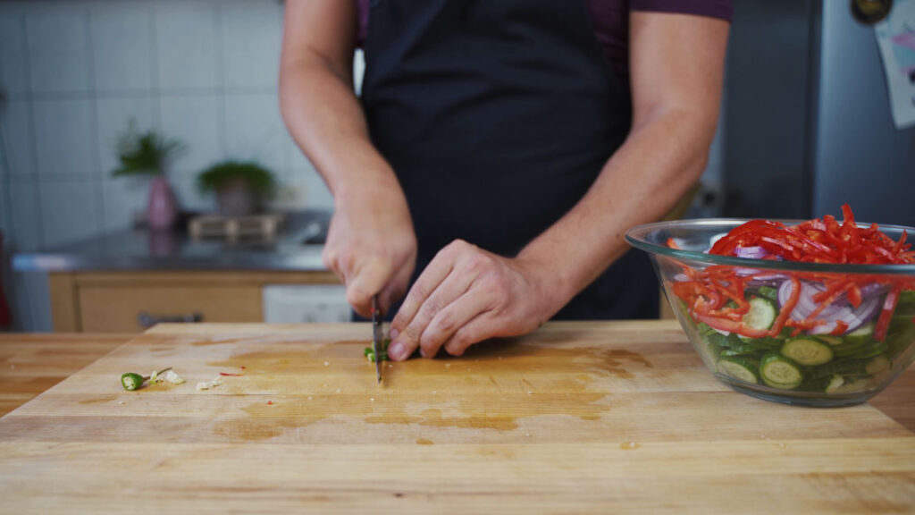 Chopping the chili