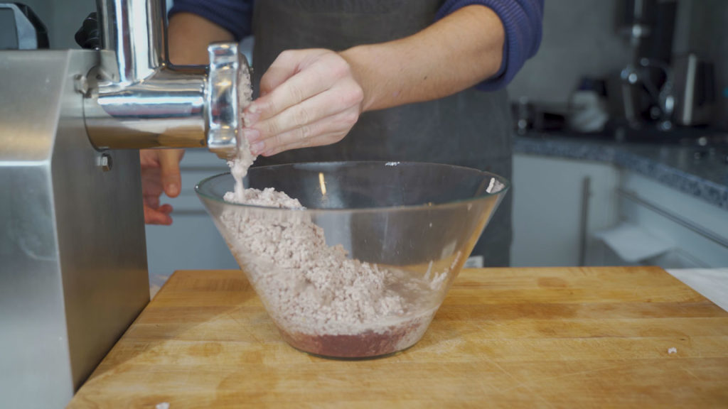 Grinding liver and meat through a 3 mm plate