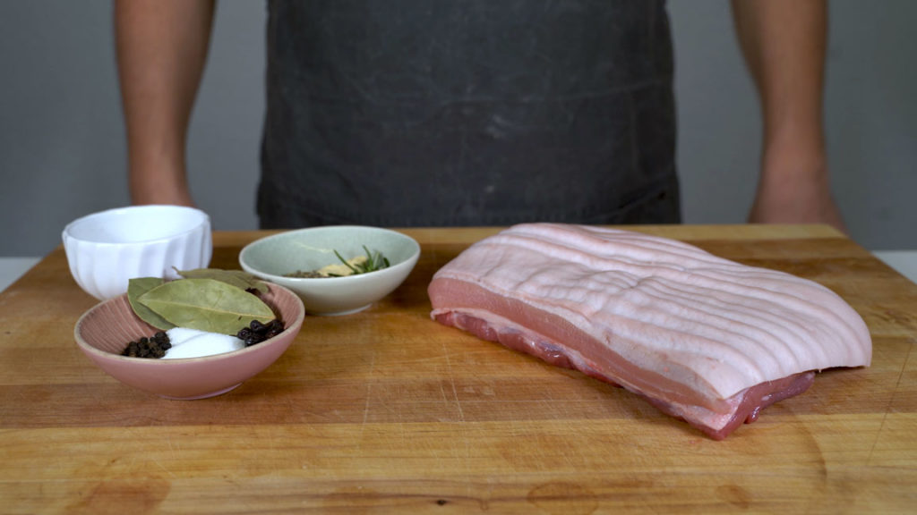 All the ingredients for Tyrolean-style smoked pork belly