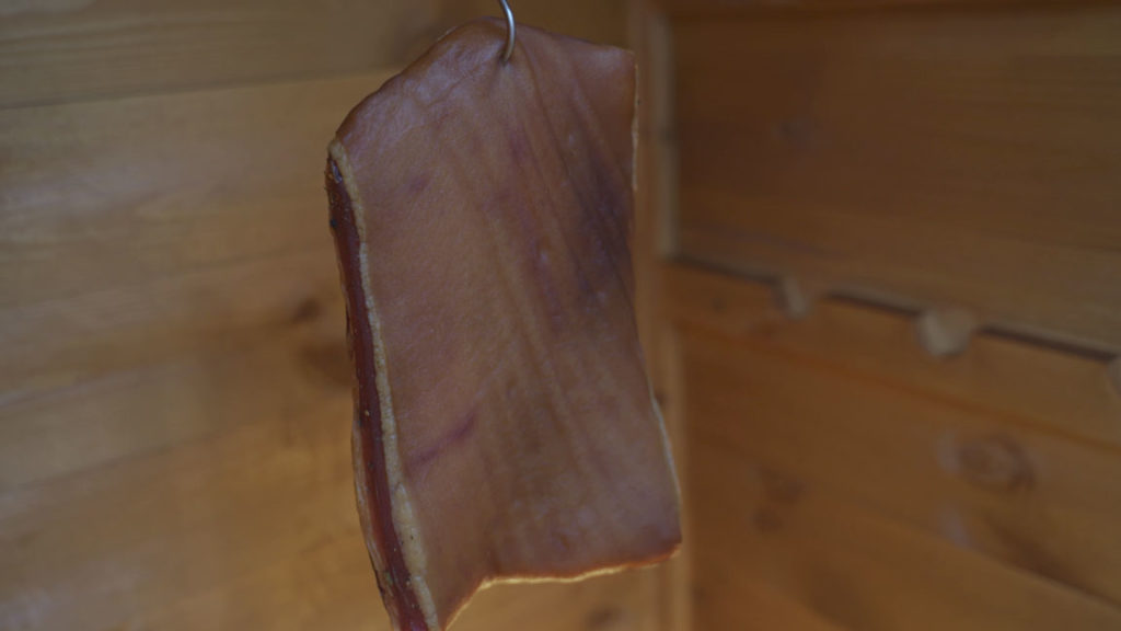 Smoked pork belly after maturation