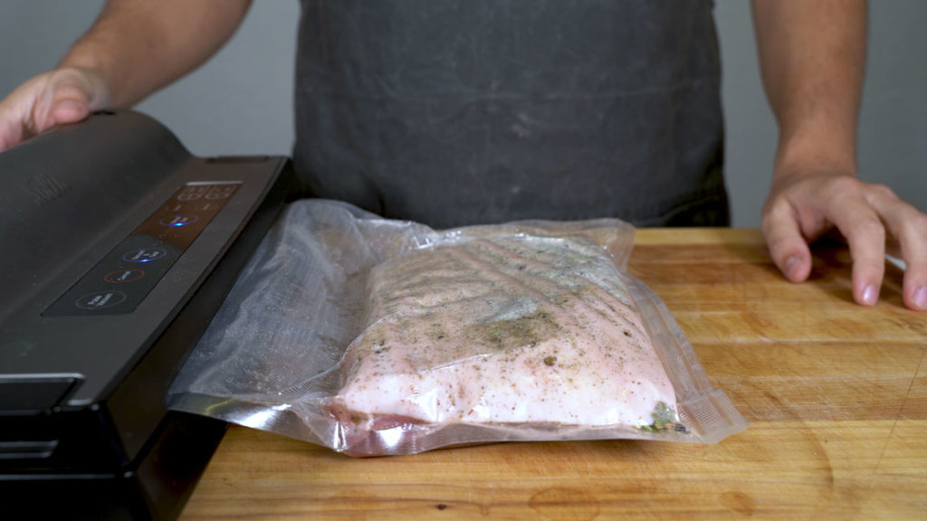 Labeling vacuum-sealed pork belly for curing