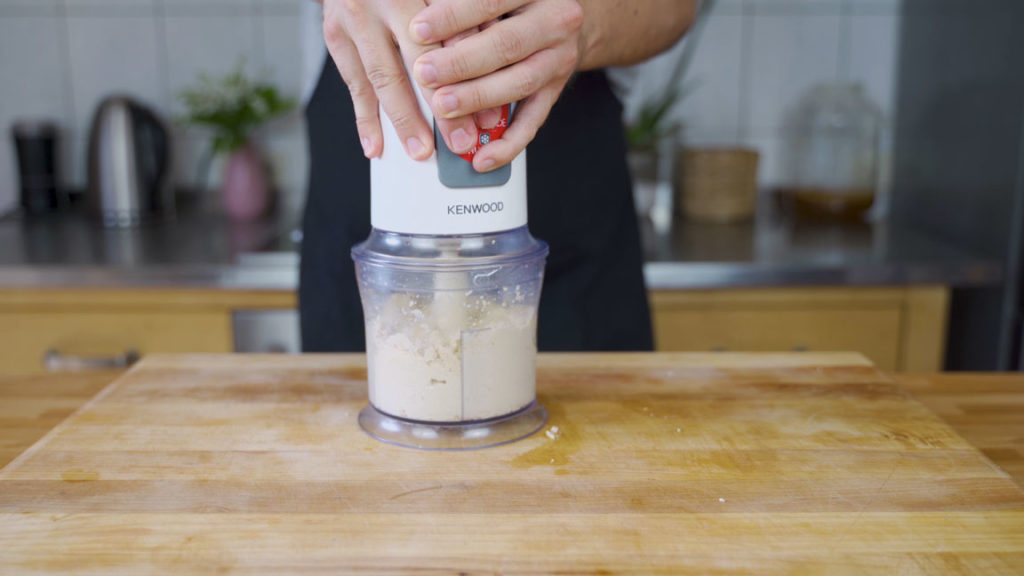 Puréeing tofu spread in the blender