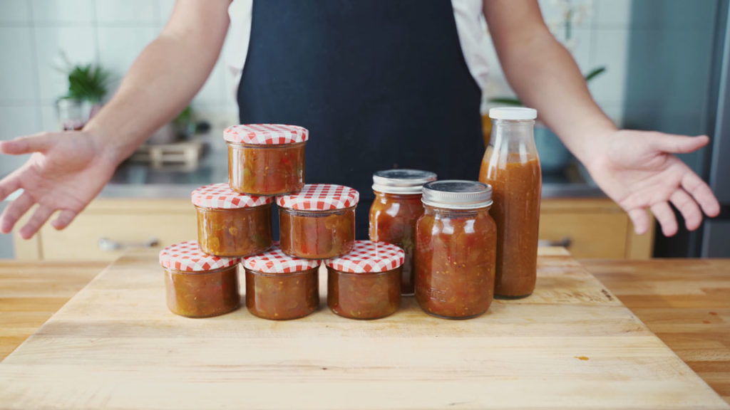 Finished tomato chutney in a jar