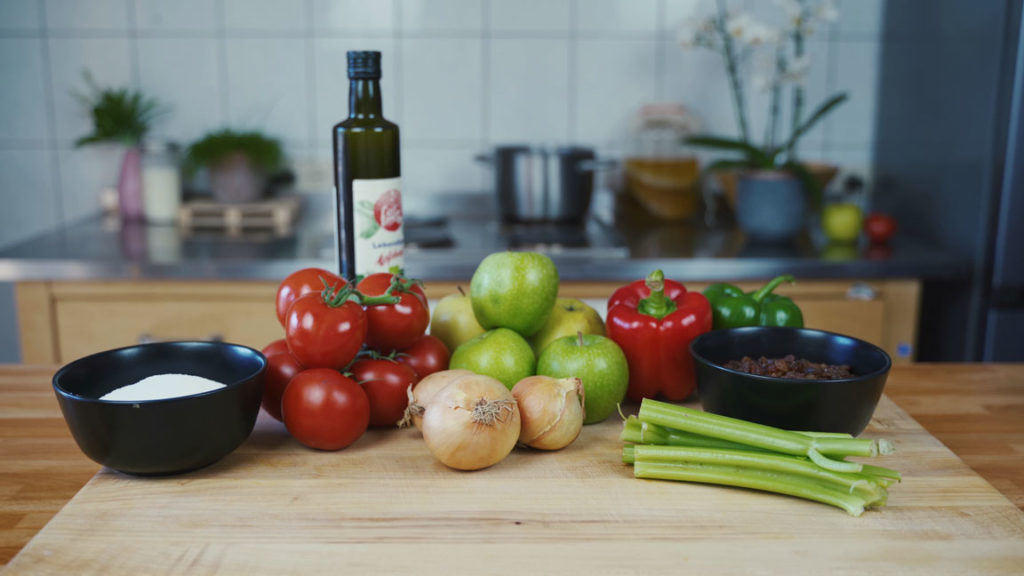 All the ingredients for tomato chutney
