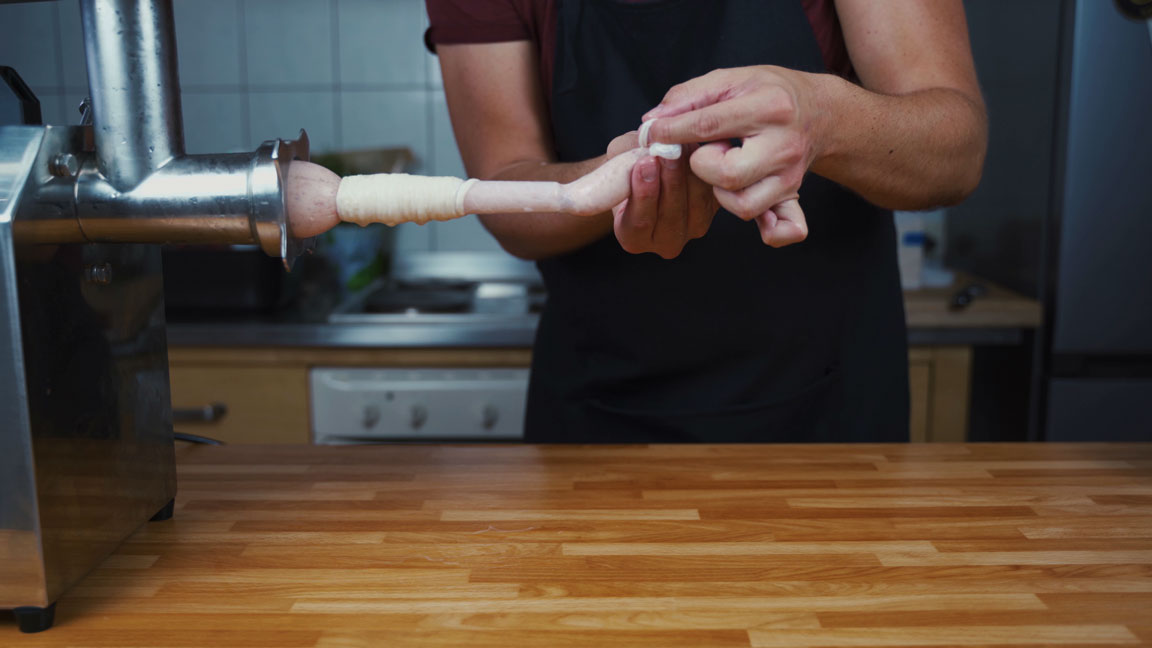 Preparing the sausage stuffer