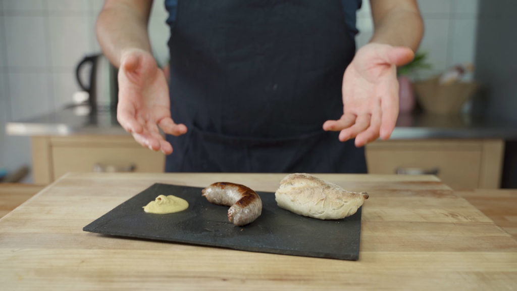 Finished game bratwurst