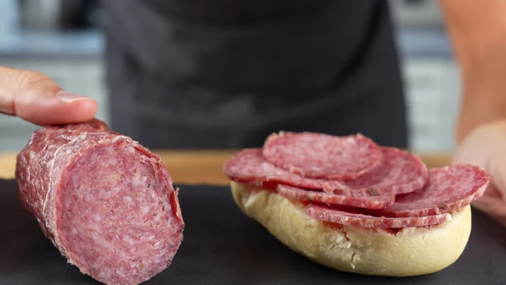 Finished wild boar salami